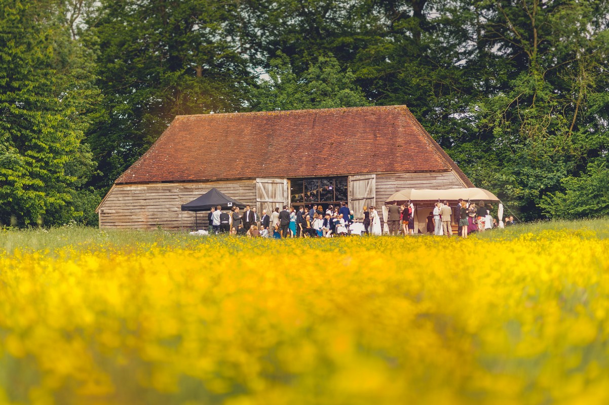Wedding Guests Outside Gilbert Whites Wedding Venue